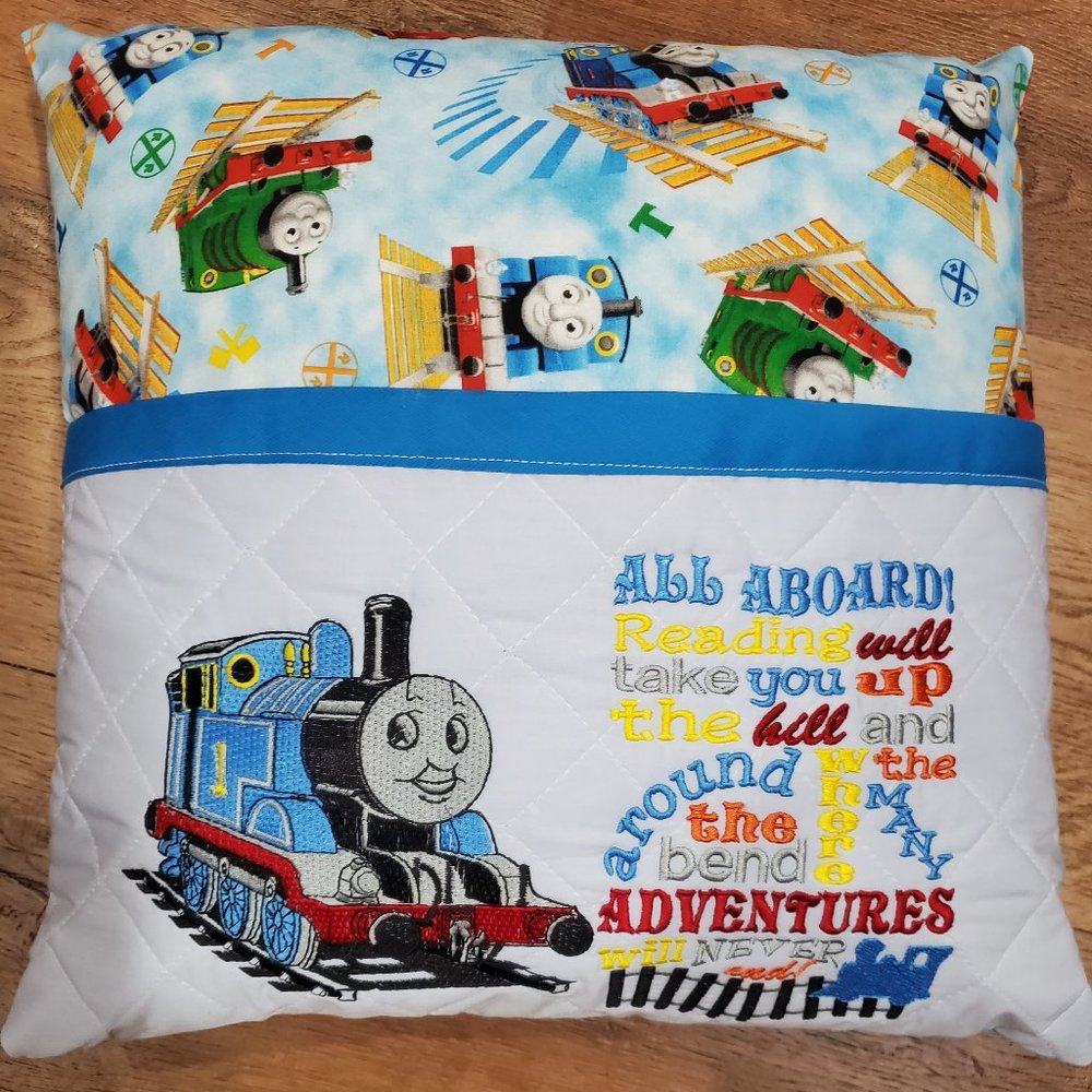 Thomas the Train Reading Book Pocket Pillow 16"x16"